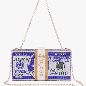 Rhinestone Dollar Clutch Bag